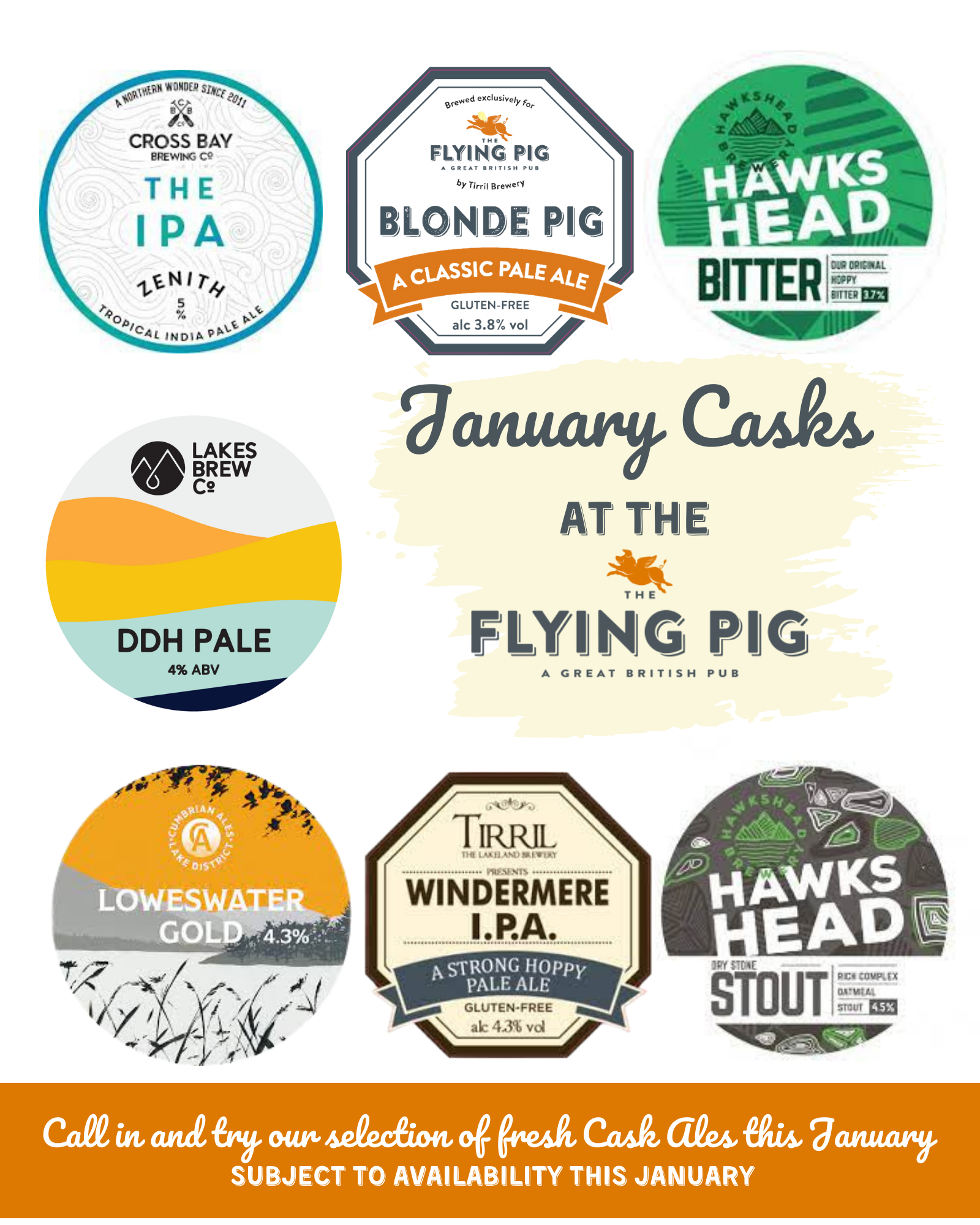 January Casks 2024 January Cask Ales - the Flying Pig Bowness